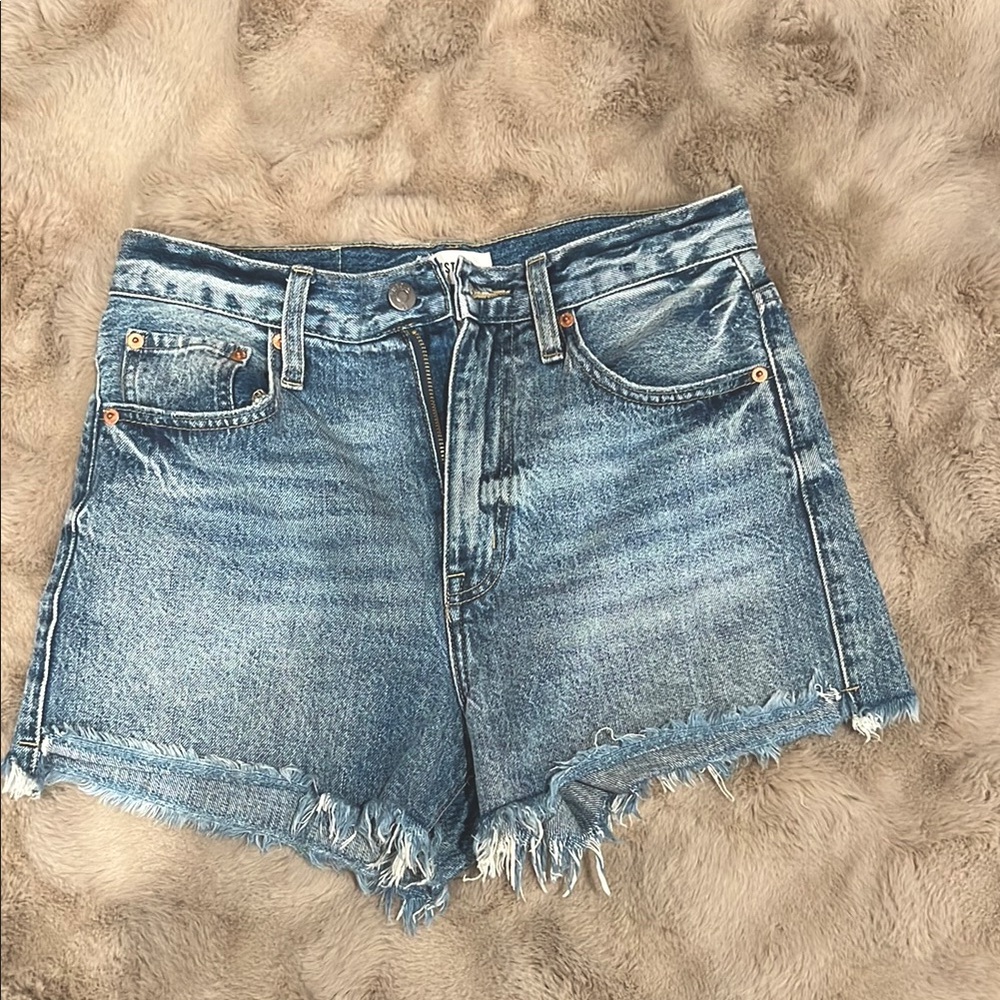 Pistola Blue Jean Shorts High-Waisted Distressed 27